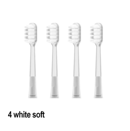 Four white Laifen Wave Gum Care replacement toothbrush heads