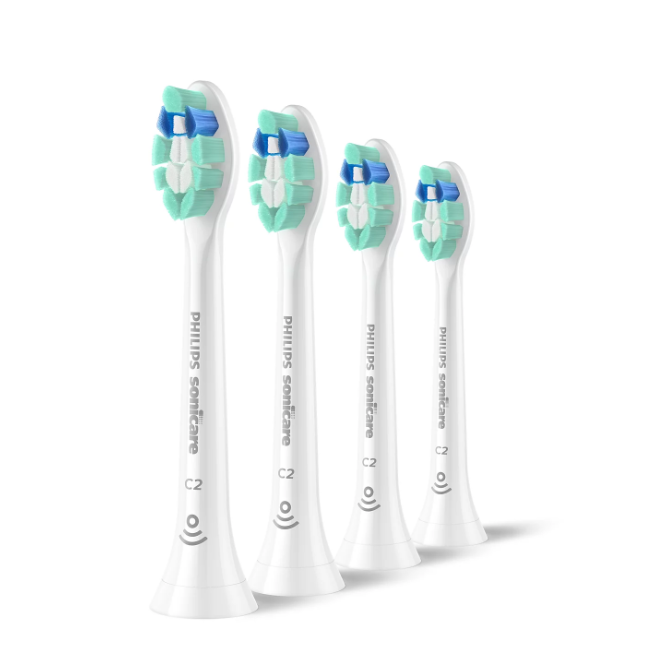 Four Philips Sonicare C2 Plaque Control HX9024/14 replacement brush heads