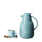 Blue Feenik large capacity glass insulated jug with matching cup, sugar cubes and cinnamon for home tea service