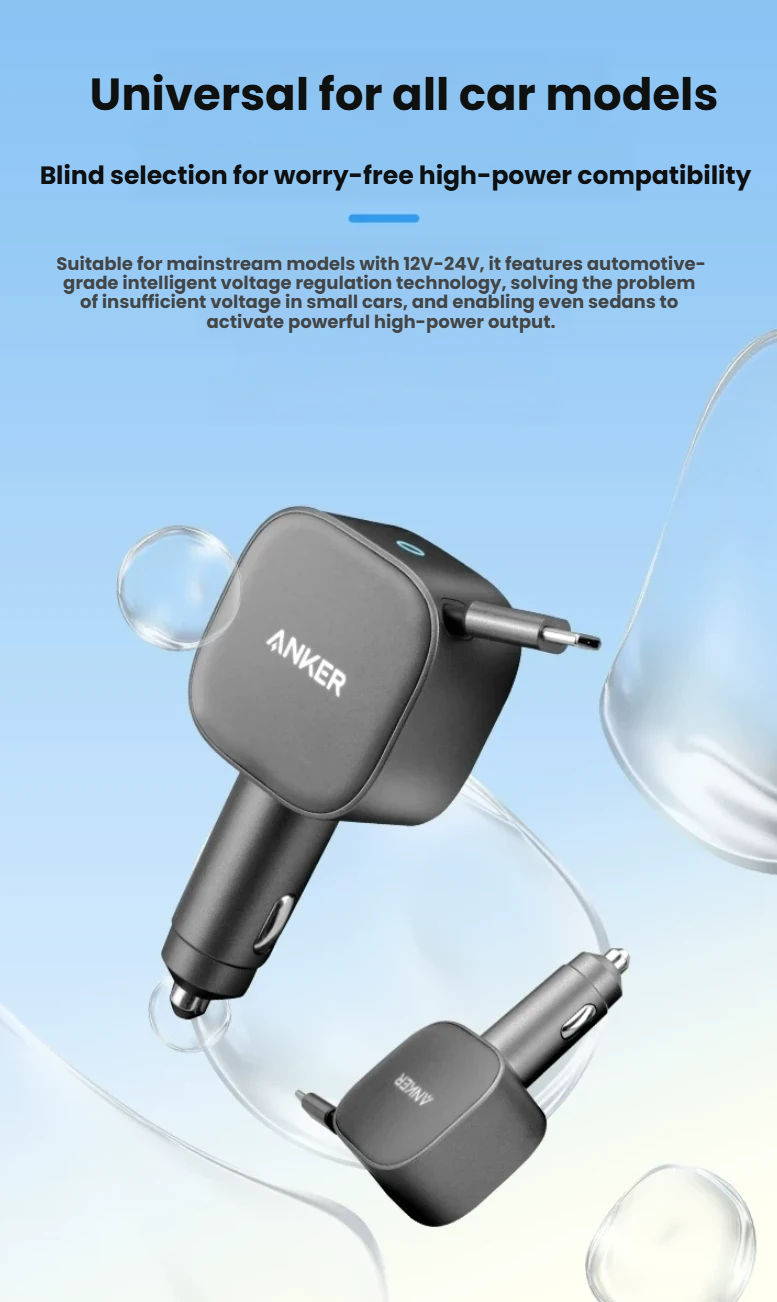 Anker Nano 75W Car Charger (Built-In Retractable Cable) – product image 2