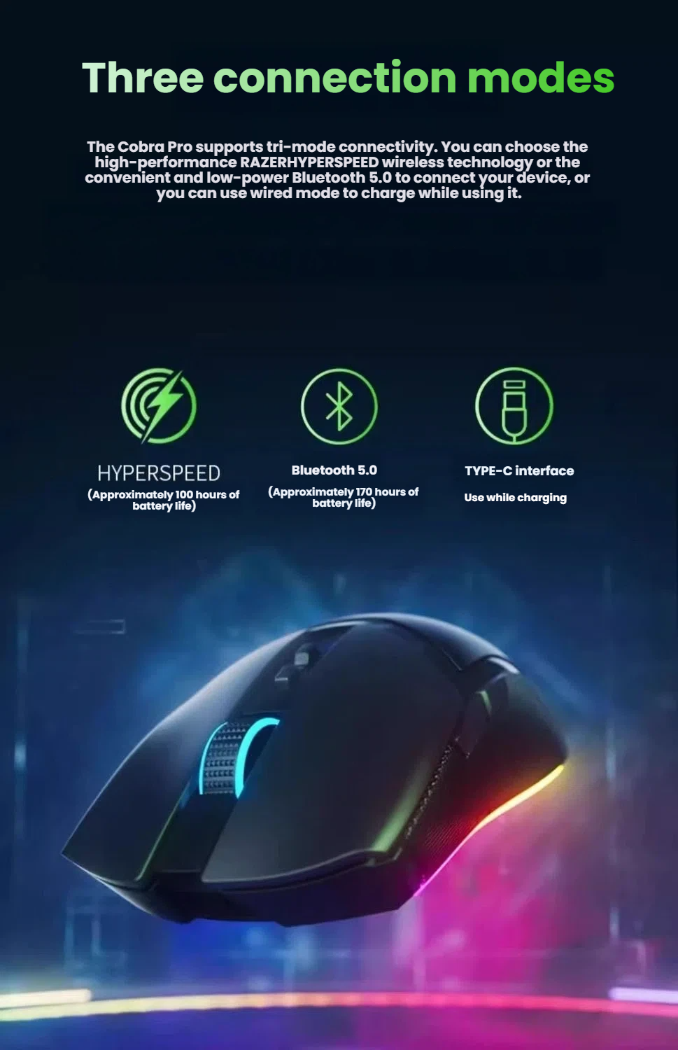 Razer Cobra Pro 11-zone Chroma RGB lighting demonstration