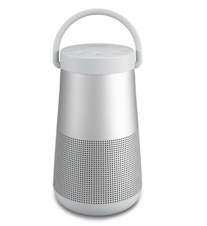 Bose SoundLink Revolve+ II portable Bluetooth speaker in Luxe Silver with fabric carry handle
