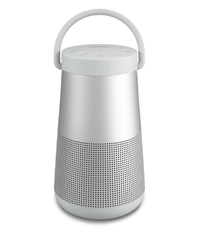 Bose SoundLink Revolve+ II portable Bluetooth speaker in Luxe Silver with fabric carry handle