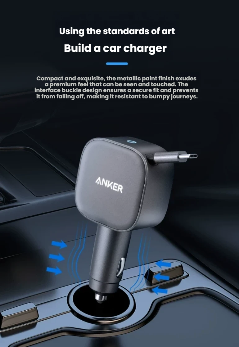 Anker Nano 75W Car Charger (Built-In Retractable Cable) – product image 5