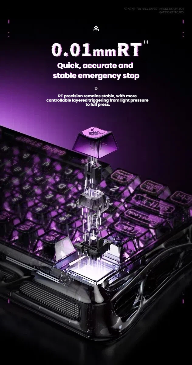GravaStar V75 Lite customisable RGB lighting effects across the 75% layout