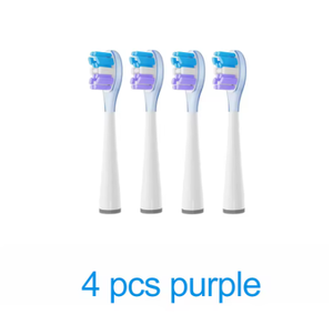 Four usmile Purple replacement toothbrush heads with blue and purple bristles