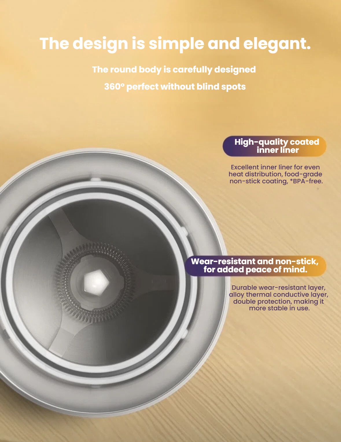 Philips Baristina milk frother interior and non-stick design details