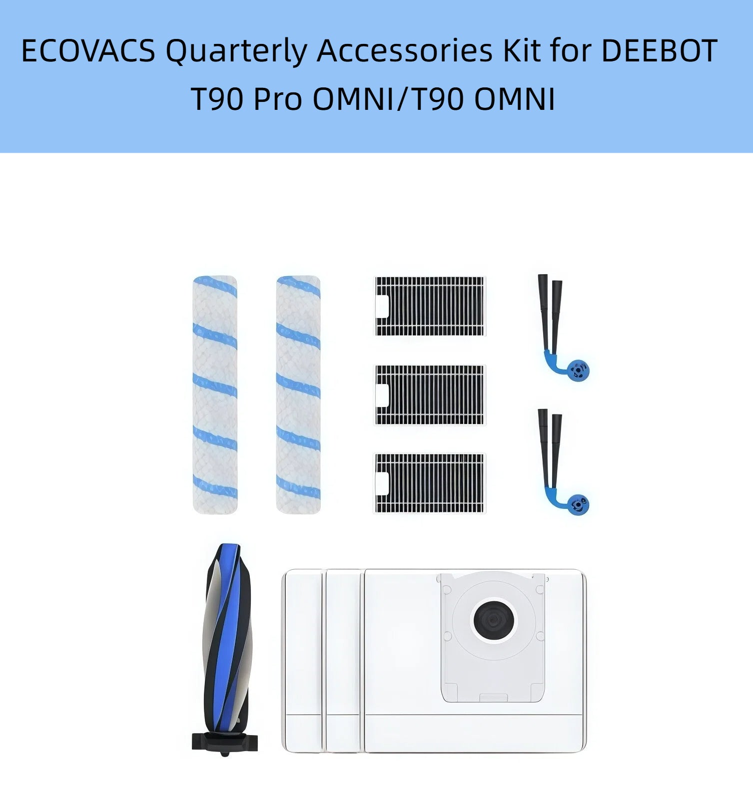 ECOVACS DEEBOT T90 Pro OMNI quarterly accessories kit 3x HEPA filters 2x mop rolls ZeroTangle brush