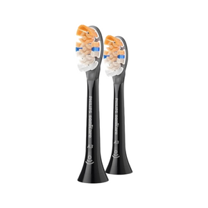 Two black Philips Sonicare A3 All-in-One replacement brush heads