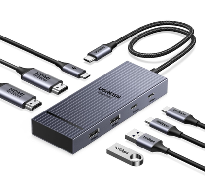 UGREEN 7 in 1 Revodok Pro USB C Docking Station Dual 4k HDMI Monitor, USB C Hub with 2 HDMI, 2*USB A&C 10Gbps Date Transfers, PD 100W, USB C Dock for MacBook Air/Pro, Dell XPS, iPad Pro, and More
