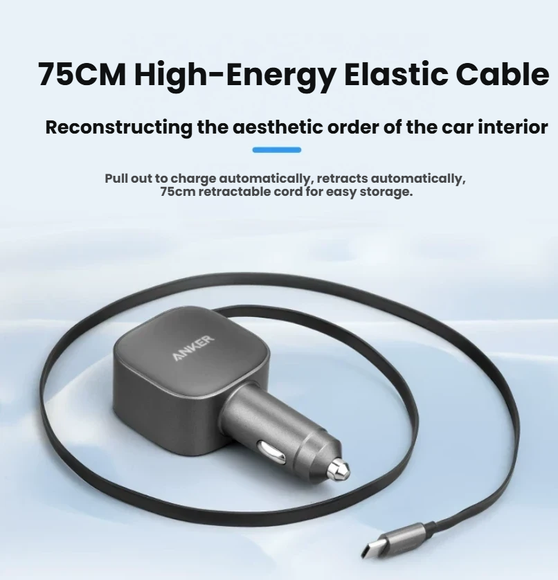 Anker Nano 75W Car Charger (Built-In Retractable Cable) – product image 3