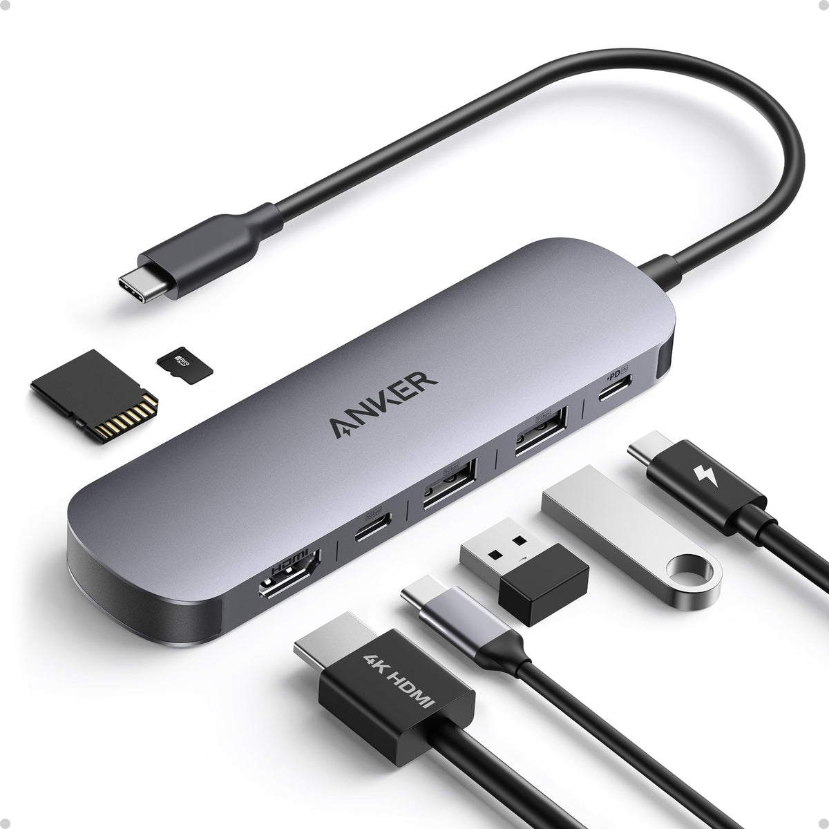 Anker Nano A83D2 seven-in-one USB-C hub in grey