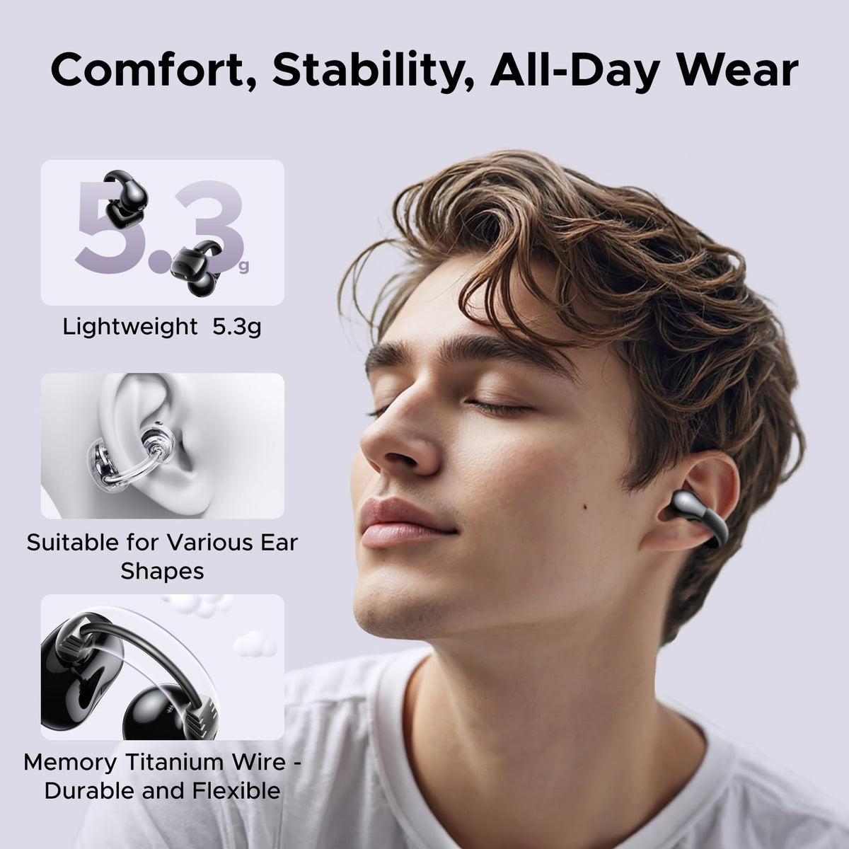 UGREEN HiTune S3 lightweight C-shaped earbud fit