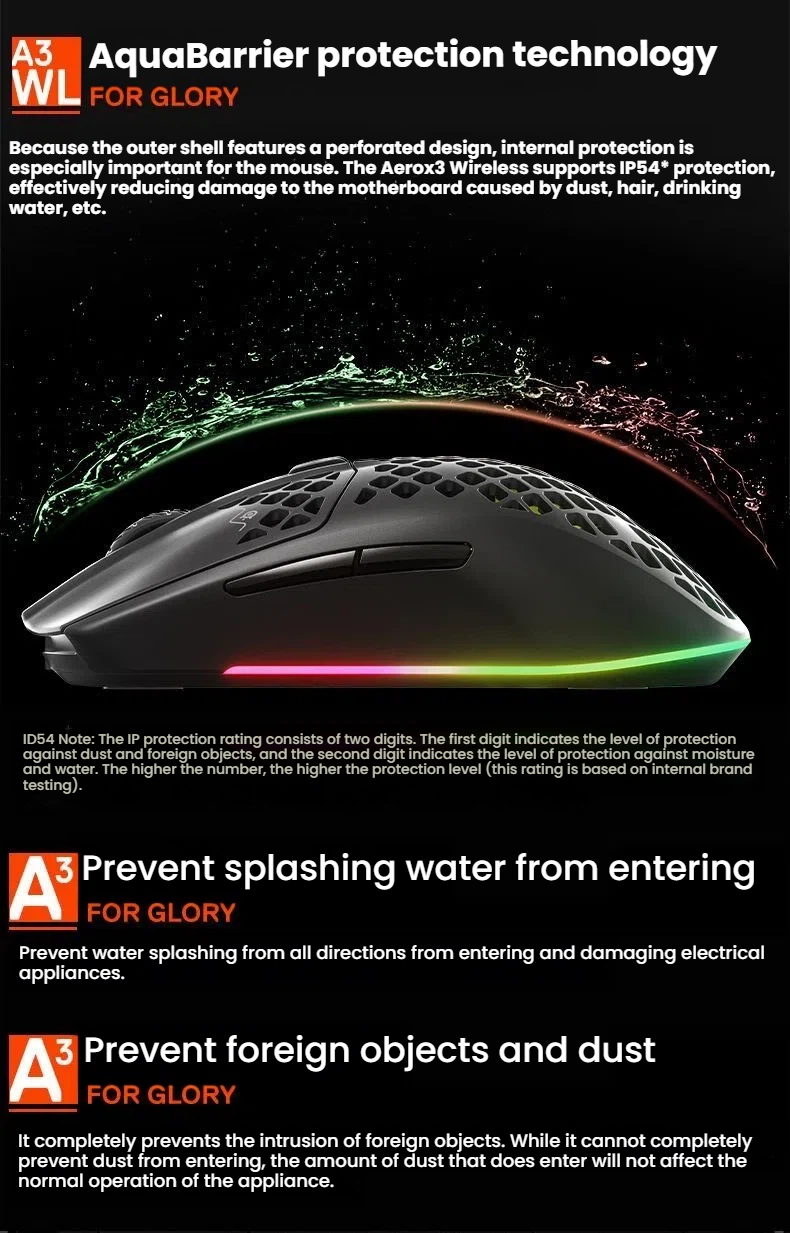 SteelSeries Aerox 3 Wireless AquaBarrier IP54 water and dust resistance demonstration