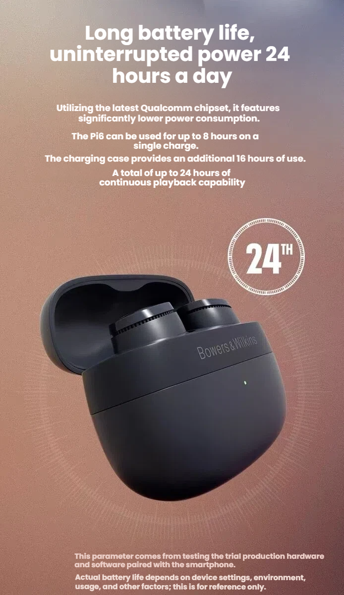 Bowers & Wilkins PI6 Active Noise Cancelling TWS Earbuds - product photo 7