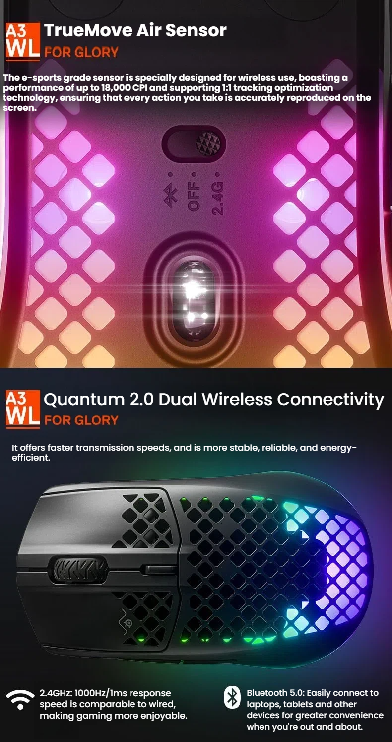 SteelSeries Aerox 3 Wireless 3-zone PrismSync RGB lighting demo
