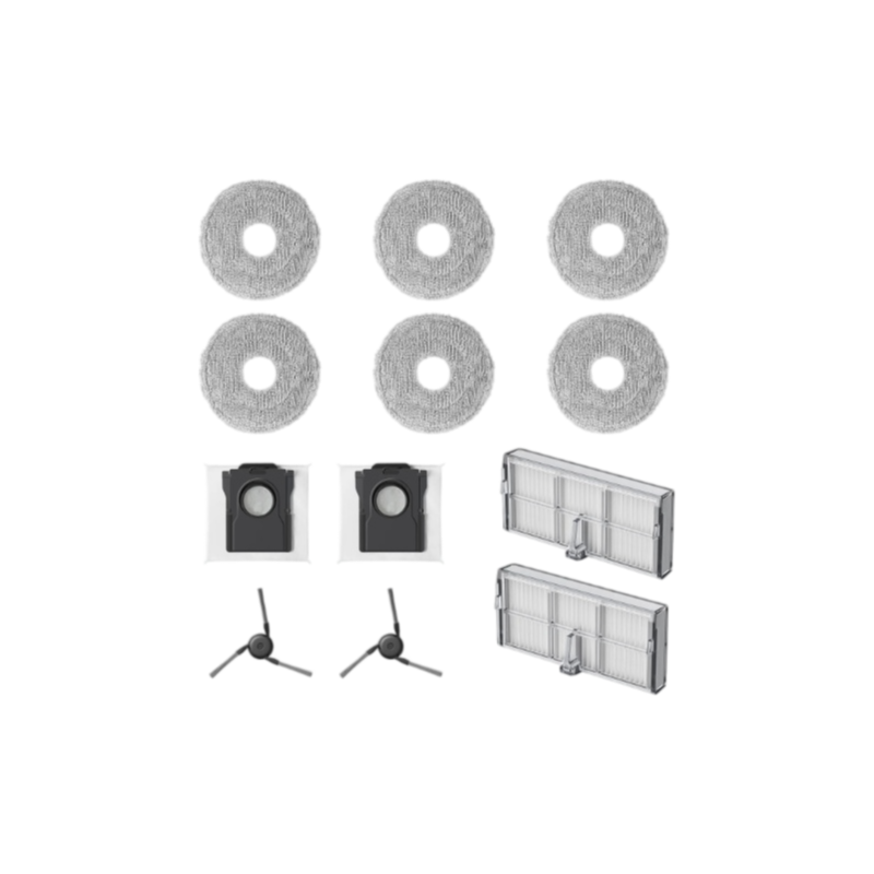 MOVA P Series cleaning kit with six round mop pads, two dust bags, two filters and two side brushes