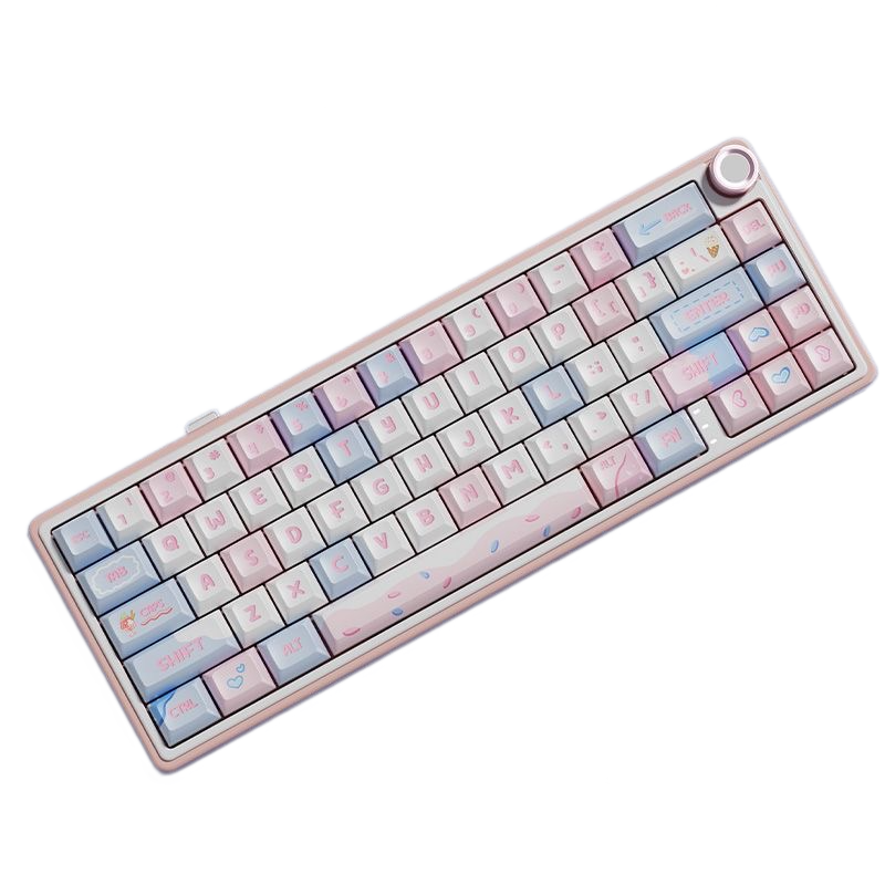 Royal Kludge R65 65 percent wireless mechanical keyboard pink colourway top view
