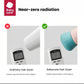 Comparison showing Babycare baby hair dryer with near-zero radiation (2.1 mG) versus ordinary dryer (300 mG), safer for infants and toddlers