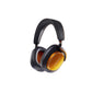 Front view of Bowers & Wilkins PX8 S2 noise-cancelling wireless over-ear headphones in black with orange accents — sleek, modern design for audiophiles.