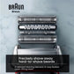 Braun Series 8 shaver with a 4-element shaving element and an 8-way flexible head for precise beard trimming.