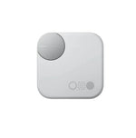 Closed front view of the white CMF Buds Pro 2 charging case, showcasing a modern, minimalist design with a metallic rotating control knob and built-in LED indicators for battery status.