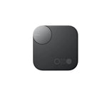 Front view of the closed black CMF Buds Pro 2 charging case, featuring a minimalist design with a silver rotating control knob, status indicator lights, and premium matte finish.