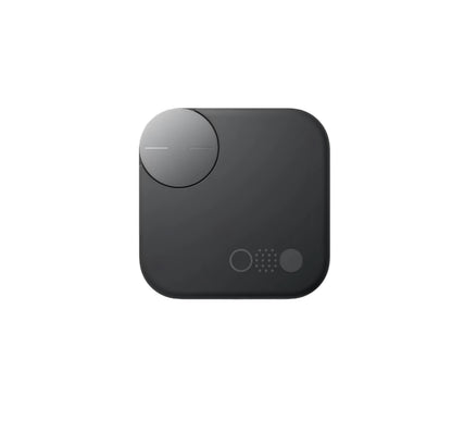 Front view of the closed black CMF Buds Pro 2 charging case, featuring a minimalist design with a silver rotating control knob, status indicator lights, and premium matte finish.