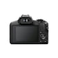 Rear view of the Canon EOS R100 displaying the 3.0-inch fixed LCD screen, optical viewfinder, and intuitive control dial layout for easy navigation.