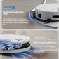 Close-up graphics showcasing the ECOVACS DEEBOT T80 OMNI's key features: "Everything Along the Edge" technology for obstacle avoidance and the ZeroTangle 3.0 anti-hair entanglement roller brush.