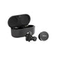 Denon PerL Pro black true wireless earbuds with open charging case — sleek design, compact build, and premium materials ideal for everyday use, travel, and professional audio needs.