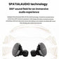 Denon PerL Pro true wireless earbuds featuring DIRAC SPATIAL AUDIO technology that transforms stereo audio into a 360° immersive sound field, delivering realistic and refined spatial audio for music and gaming.