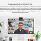  Lifestyle shot of the 4K Pro Magnetic Webcam mounted atop an Apple ProDisplay XDR during a video call, showcasing its seamless integration and professional image quality.