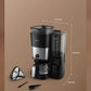 Measurements of the Philips HD7900 coffee machine, showing its width, depth, and height, with removable parts displayed