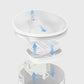 Diagram illustrating Dogness water fountain's 360° circulation and purification process, preventing secondary contamination and maintaining fresh water
