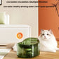 White cat sitting beside a green Dogness Smart Water Fountain in a modern living room – 2L capacity ensures fresh, circulating water for up to 7 days