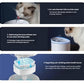 Three-panel image showing Dogness Smart Fountain Plus benefits: faucet-like water stream attracts cats, 13° tilted bowl prevents black chin, and 4-stage filtration system purifies water for healthier pets