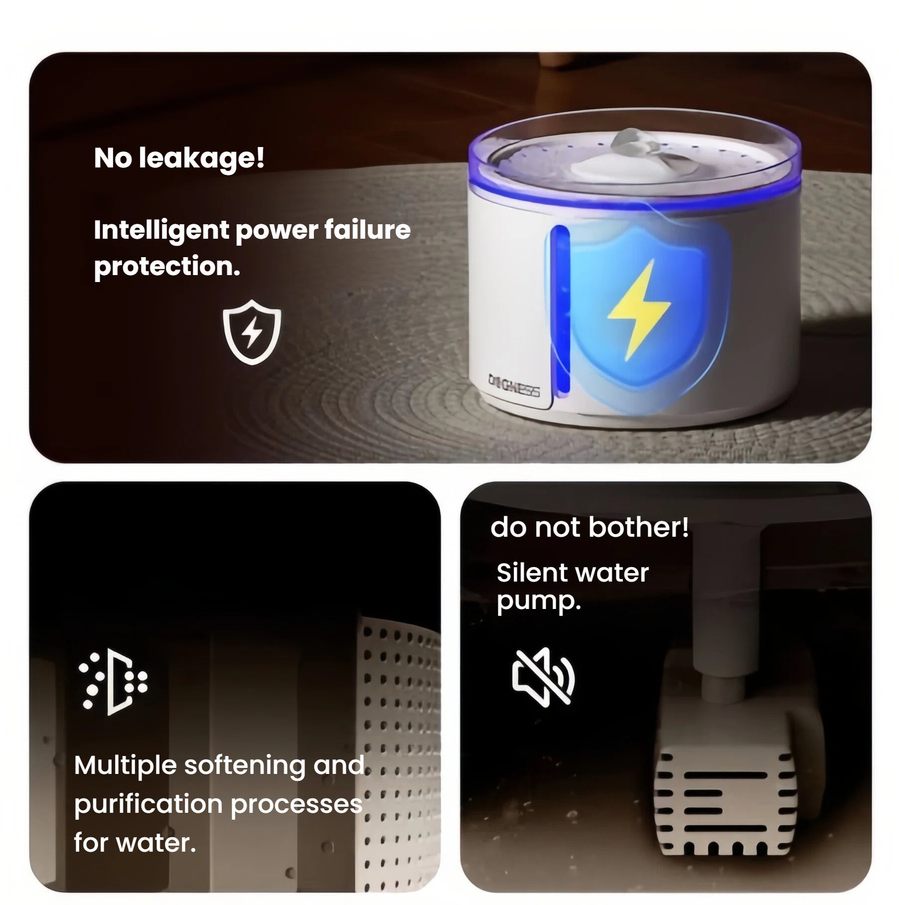 Dogness automatic water dispenser with intelligent power failure protection (no leakage), silent water pump system, and multiple water softening and purification processes for pets
