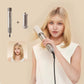 Blonde woman using the Dreame AirStyle 6-in-1 hair dryer with the volume roller attachment to add fullness and bounce to her mid-length hair. Before-and-after inset shows styled result.