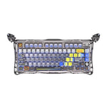 GravaStar Mercury K1 Pro mechanical keyboard with blue and white keycaps, full RGB illumination, and advanced anti-ghosting technology for responsive gaming input.