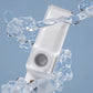LUSN baby hair clipper being rinsed under water – fully waterproof with IPX7 rating, allowing 360° cleaning even when powered on.