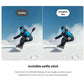 An image of a snowboarder showing how the selfie stick completely disappears in the final shot, an iconic feature of the Insta360 X4 Air that creates amazing third-person perspectives.