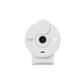 Studio shot of the off-white Logitech Brio 300 webcam facing forward, showing the lens, privacy cover, and built-in microphone.