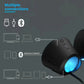 Infographic illustrating how the Logitech G560 connects via USB, 3.5 mm jack and Bluetooth to PCs, consoles, tablets and smartphones—up to two devices simultaneously.
