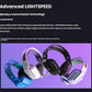 Group shot of four Logitech G733 headsets in different colors, showcasing the reliable LIGHTSPEED wireless technology and long battery life.