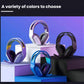  Four Logitech G733 gaming headsets in black, white, lilac, and blue displayed on color-matched pedestals to highlight the range of style options.