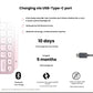 Infographic showing the Logitech MX Keys Mini’s USB-C charging port, 10-day battery life (5 months with backlight off), Bluetooth Low Energy, and support for up to 10 paired devices.