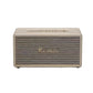  Front view of the Marshall Stanmore III Bluetooth speaker in elegant cream, perfect for modern minimalist interiors.