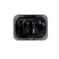 Top-down shot of black NOTHING Ear (a) earbuds in a transparent charging case, highlighting the sleek matte finish, transparent stem, and internal engineering for high-performance audio.