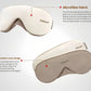 Close-up of the OSIM uMask eye massager highlighting its soft microfiber fabric and reversible fabric cover. The nose bridge contour ensures comfortable fit and effective light blockage for better sleep and relaxation.
